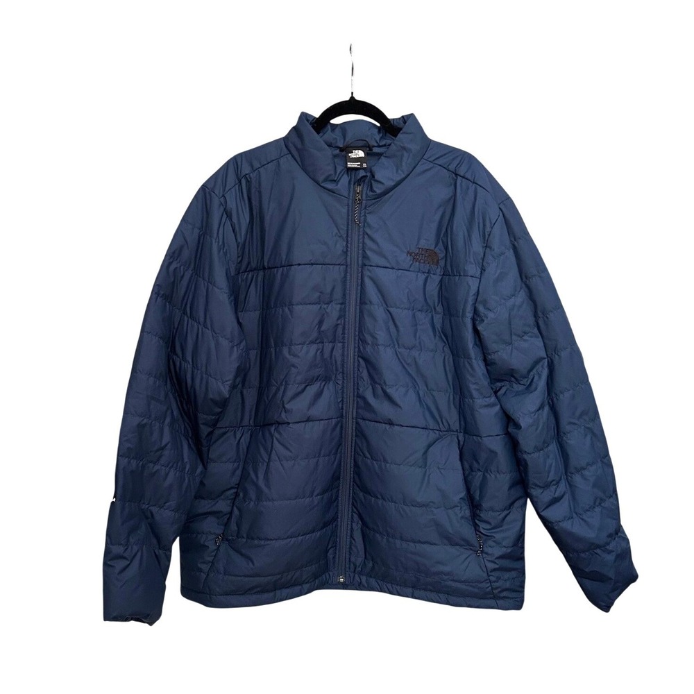 The North Face Bombay Mens Navy Blue Quilted Full Zip Puffer Jacket Mock Neck XL